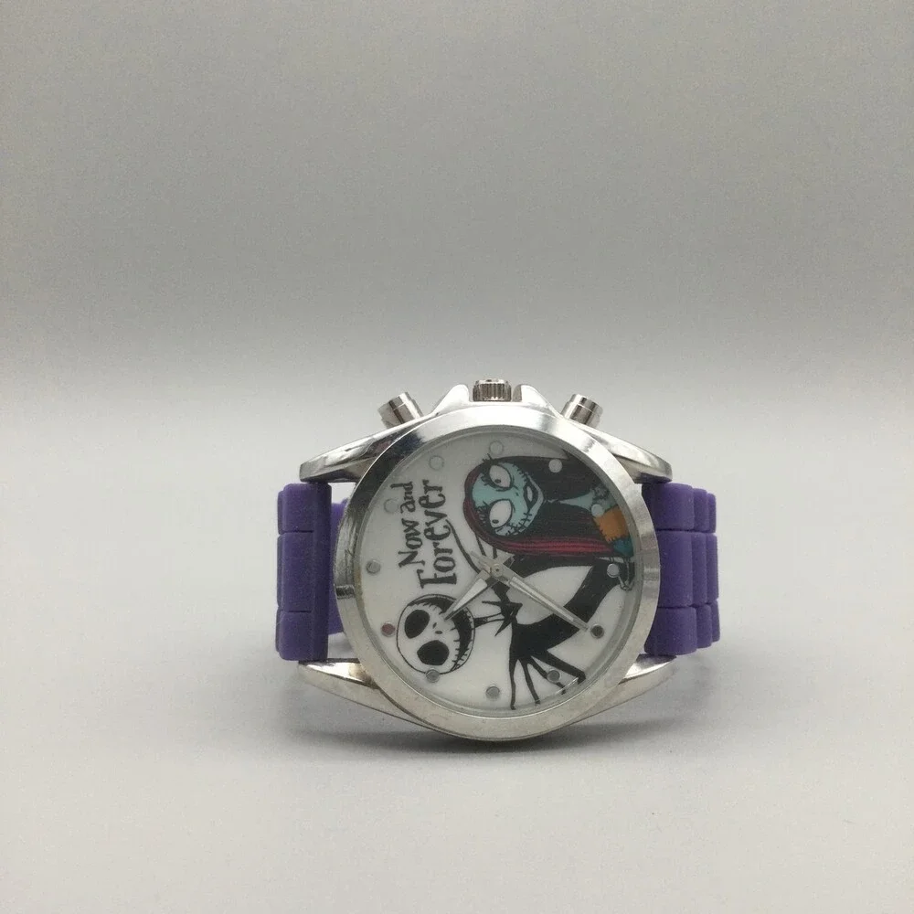 Disney Womens Watch 40mm Jack Sally Now And Forever Purple Band New Battery